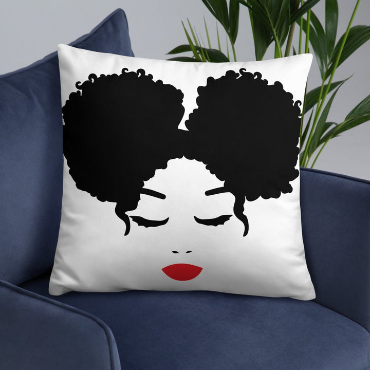 Sitting Pretty Afro Puffs Throw Pillow-White - Beguiling Phenix Boutique