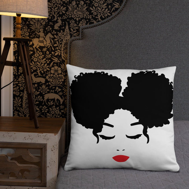 Sitting Pretty Afro Puffs Throw Pillow-White - Beguiling Phenix Boutique