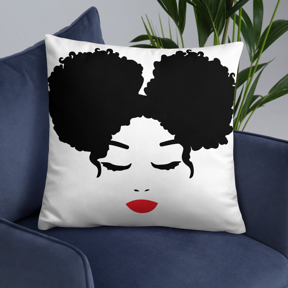Sitting Pretty Afro Puffs Throw Pillow-White - Beguiling Phenix Boutique