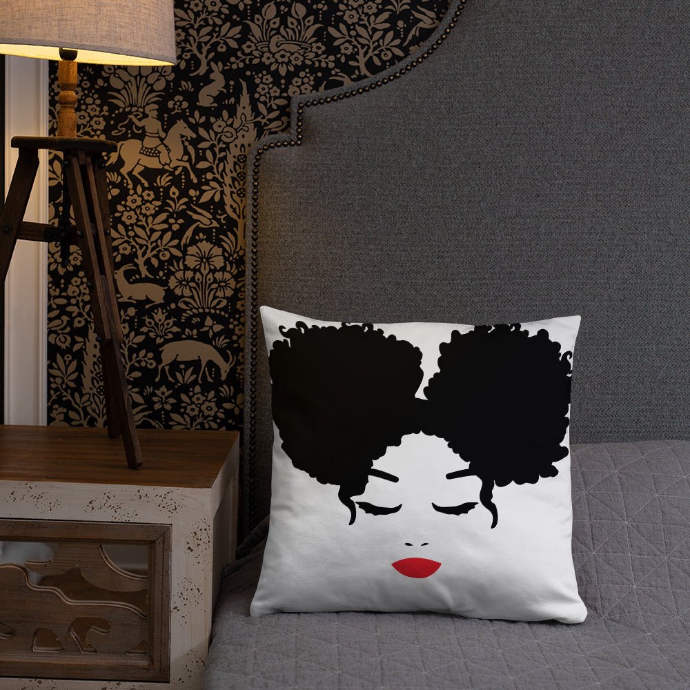 Sitting Pretty Afro Puffs Throw Pillow-White - Beguiling Phenix Boutique