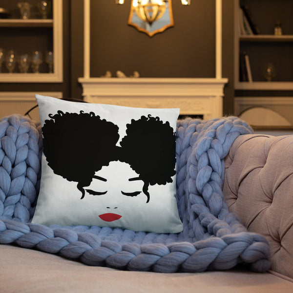 Sitting Pretty Afro Puffs Throw Pillow-White - Beguiling Phenix Boutique