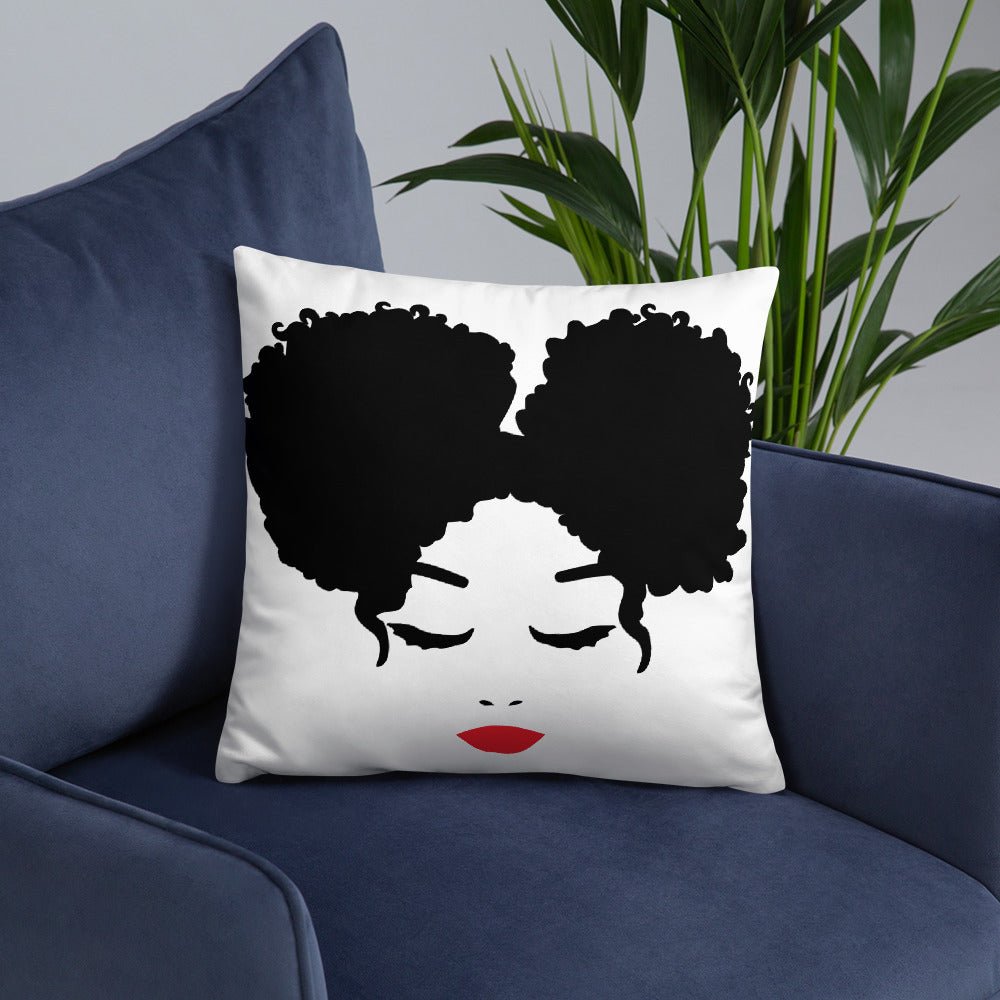 Sitting Pretty Afro Puffs Throw Pillow-White - Beguiling Phenix Boutique