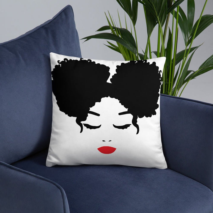 Sitting Pretty Afro Puffs Throw Pillow-White - Beguiling Phenix Boutique