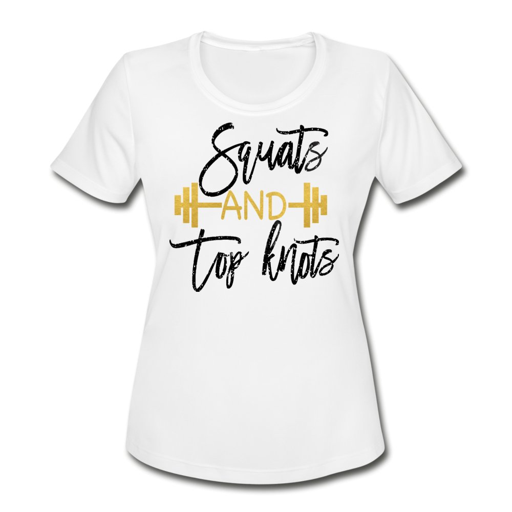 Squats And Top Knots Women's Moisture Wick Shirt - Beguiling Phenix Boutique
