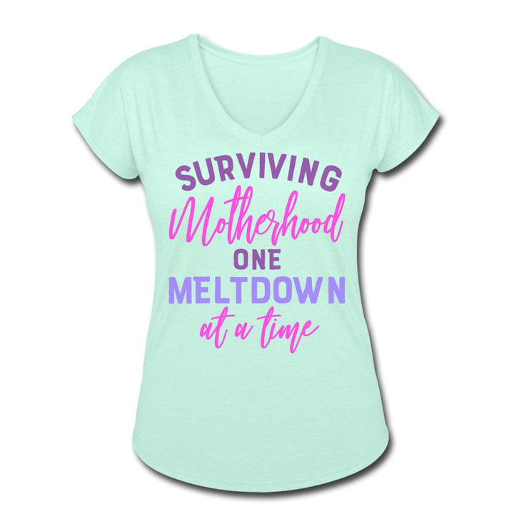 Surviving Motherhood One Meltdown At A Time Women's V-Neck Shirt - Beguiling Phenix Boutique