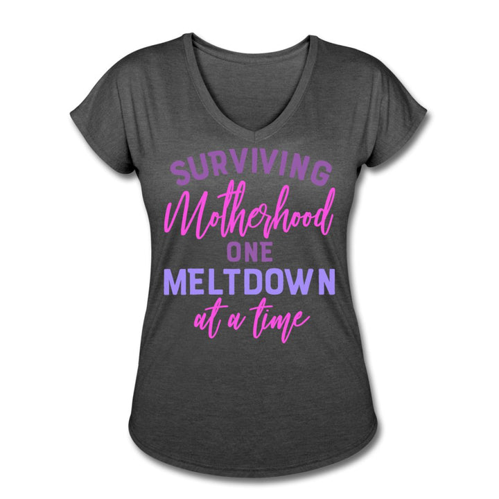 Surviving Motherhood One Meltdown At A Time Women's V-Neck Shirt - Beguiling Phenix Boutique