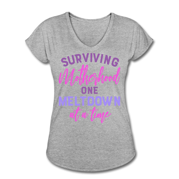Surviving Motherhood One Meltdown At A Time Women's V-Neck Shirt - Beguiling Phenix Boutique
