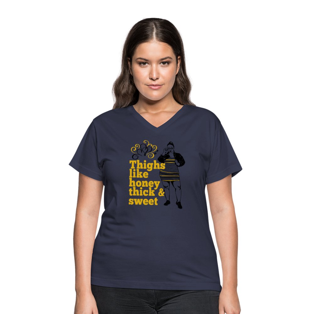 Thighs Like Honey Thick & Sweet Women's V-Neck Shirt - Beguiling Phenix Boutique