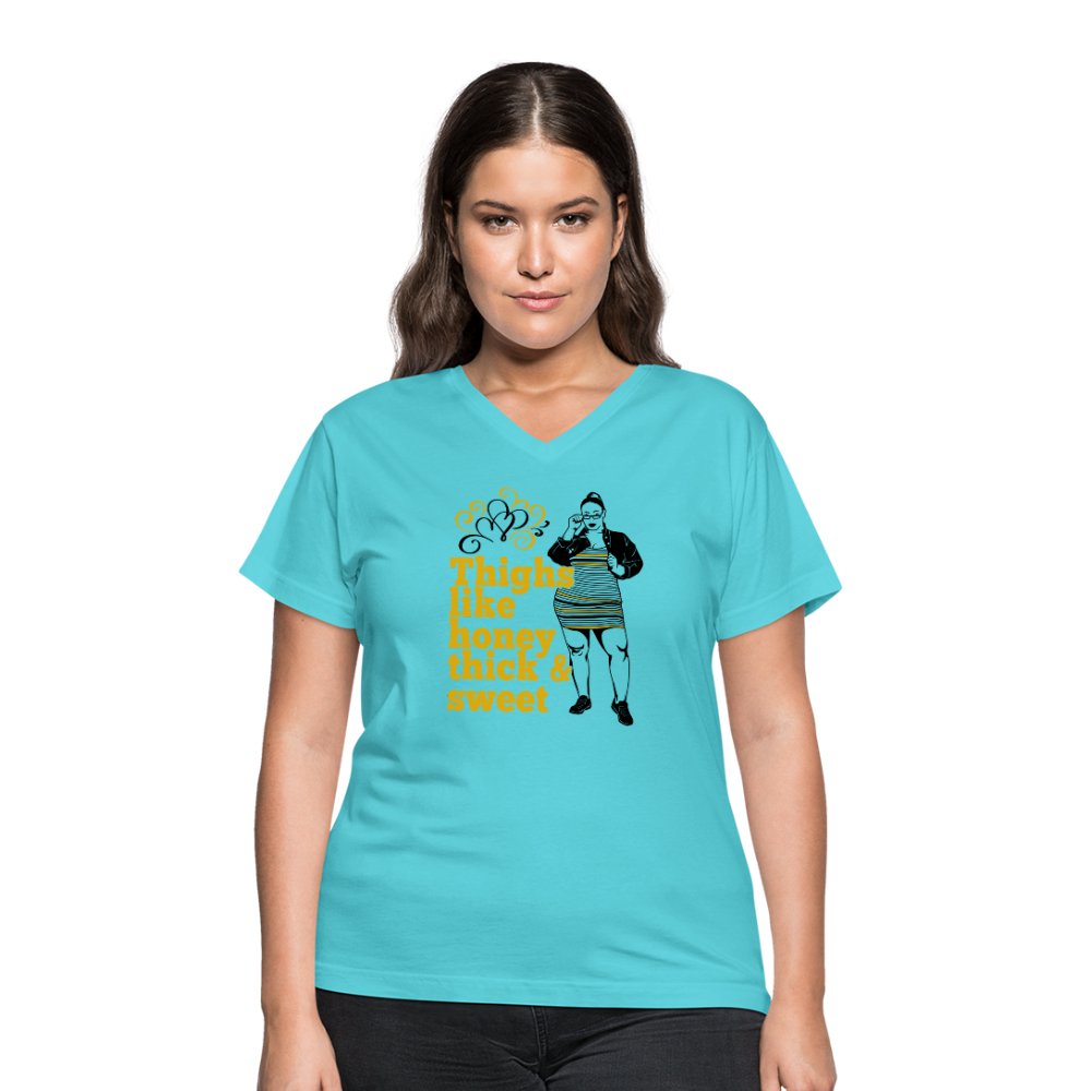 Thighs Like Honey Thick & Sweet Women's V-Neck Shirt - Beguiling Phenix Boutique