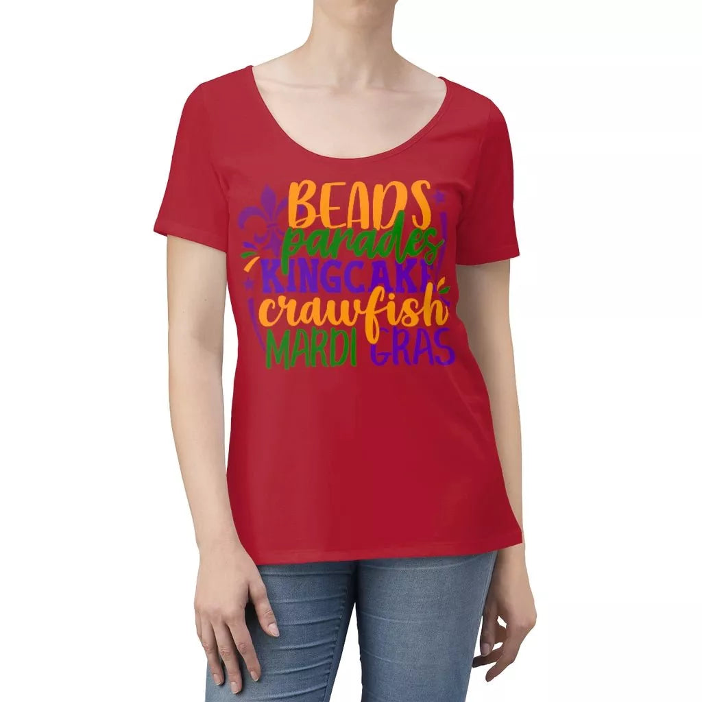Women's Scoop Neck T-shirt (Beads, Parades) - Beguiling Phenix Boutique