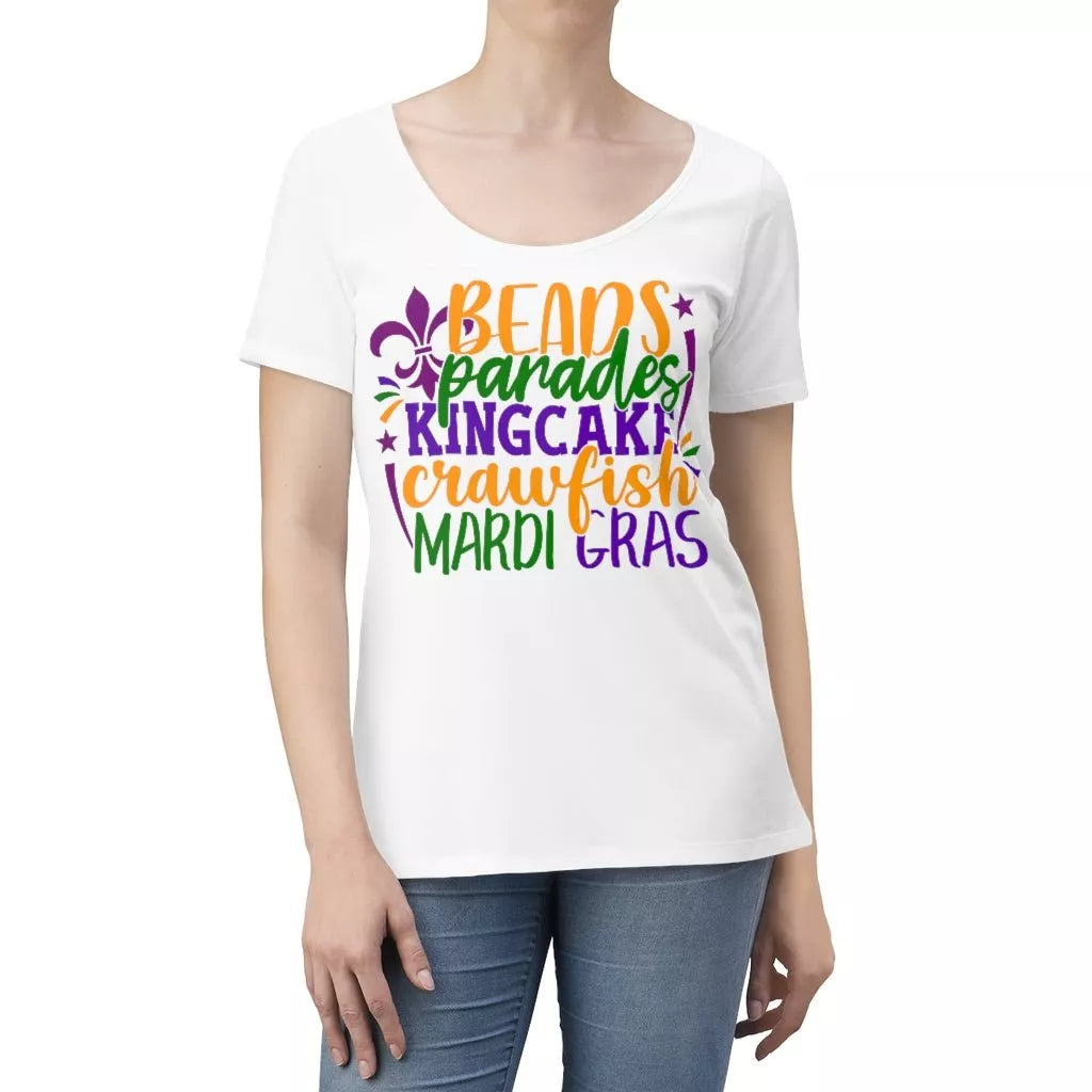 Women's Scoop Neck T-shirt (Beads, Parades) - Beguiling Phenix Boutique