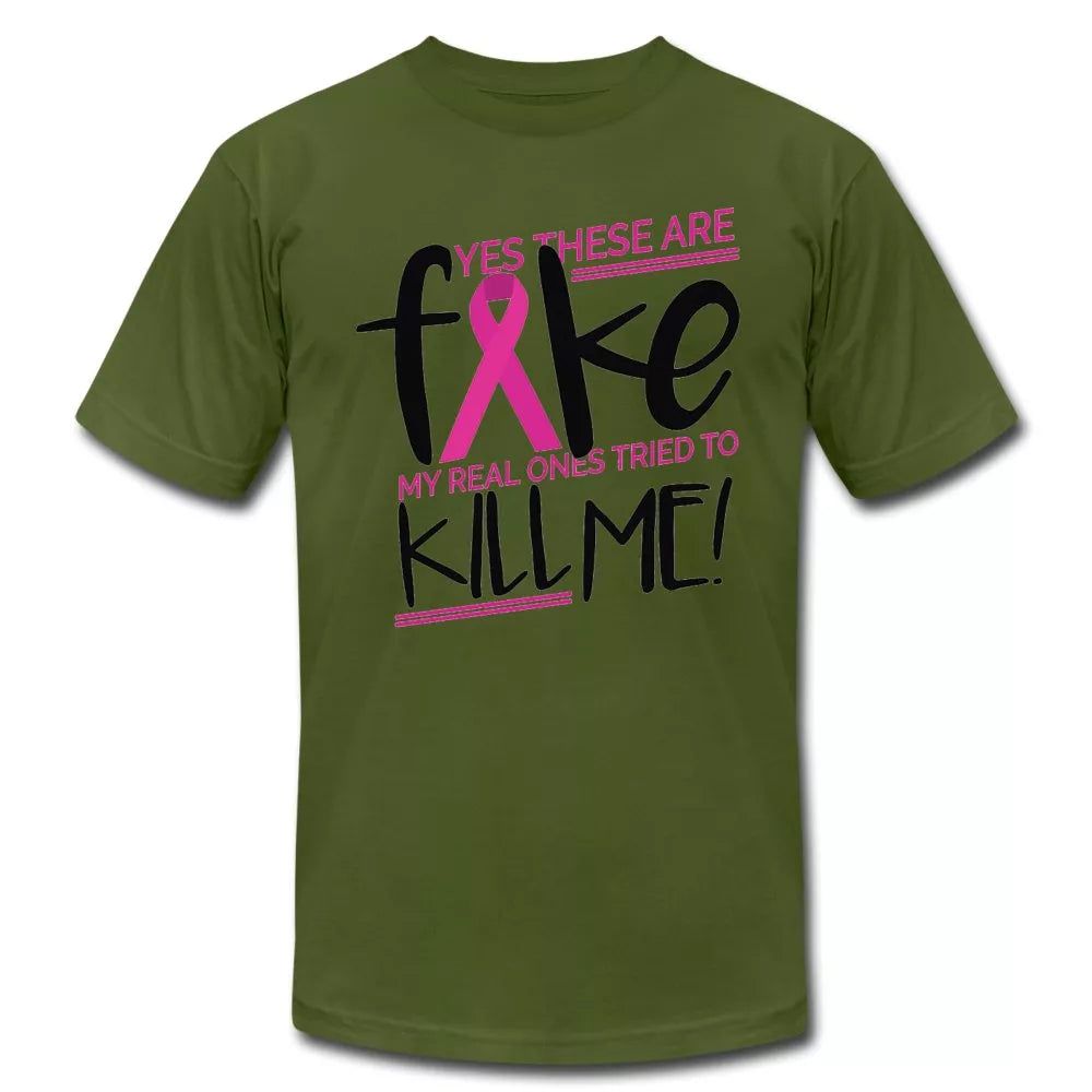 Yes These Are Fake Breast Cancer Awareness Shirt - Beguiling Phenix Boutique